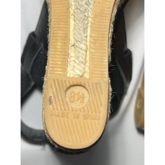 TORY BURCH Espadrille Wedge Platform Sandals 2 Band Black Leather US 8.… - Picture 12 of 12